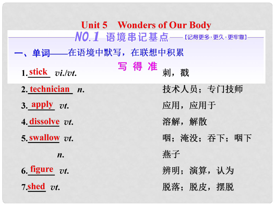 高考英语一轮复习 Unit 5 Wonders of Our Body课件 重庆大学版选修8_第1页