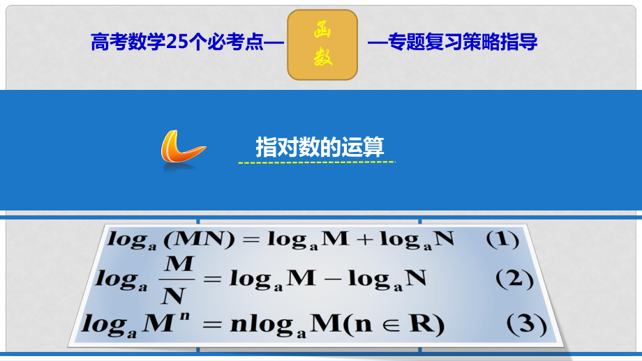 高考數(shù)學(xué) 25個(gè)必考點(diǎn) 專題01 指對(duì)數(shù)的運(yùn)算課件_第1頁