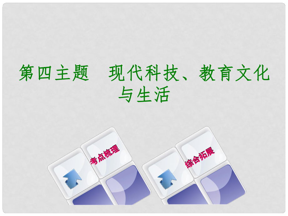 中考历史复习 教材梳理 第三部分 中国现代史 第四主题 现代科技、教育文化与生活课件_第1页