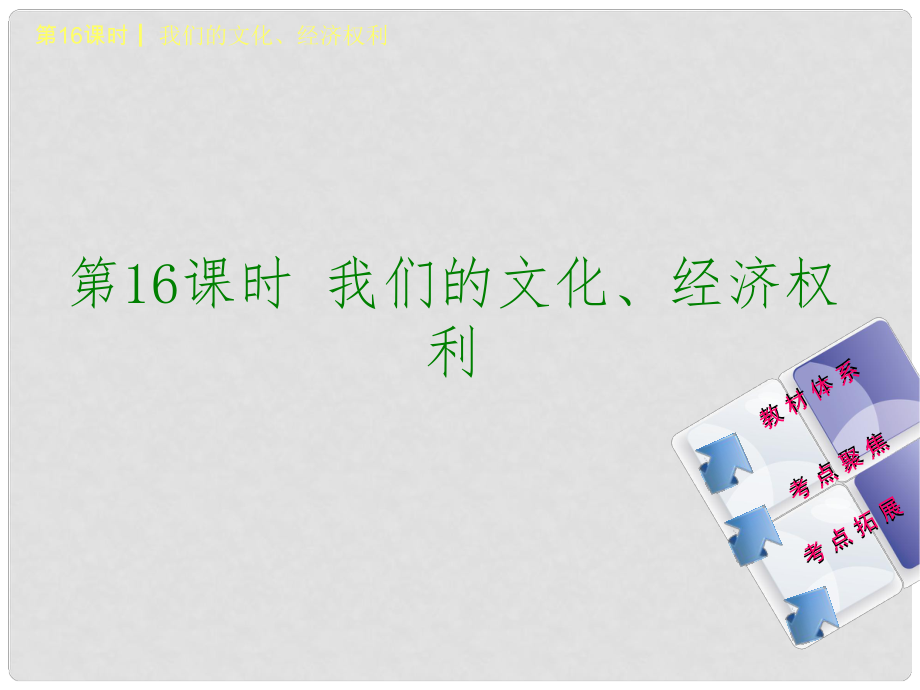 中考政治 八年級 第16課時 我們的文化、經(jīng)濟(jì)權(quán)利課件_第1頁