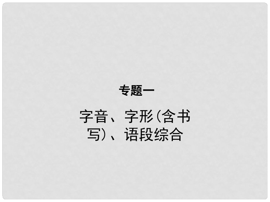 中考语文 第一部分 专题一 字音、字形(含书写)、语段综合复习课件_第1页