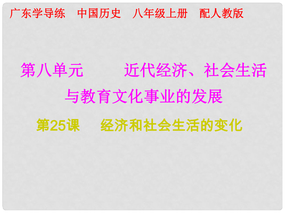 八年級歷史上冊 十分鐘課堂 第八單元 近代經濟、社會生活與教育文化事業(yè)的發(fā)展 第25課 經濟和社會生活的變化課件 新人教版_第1頁