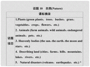 高考英語一輪優(yōu)化探究（話題部分）話題10 自然課件 新人教版