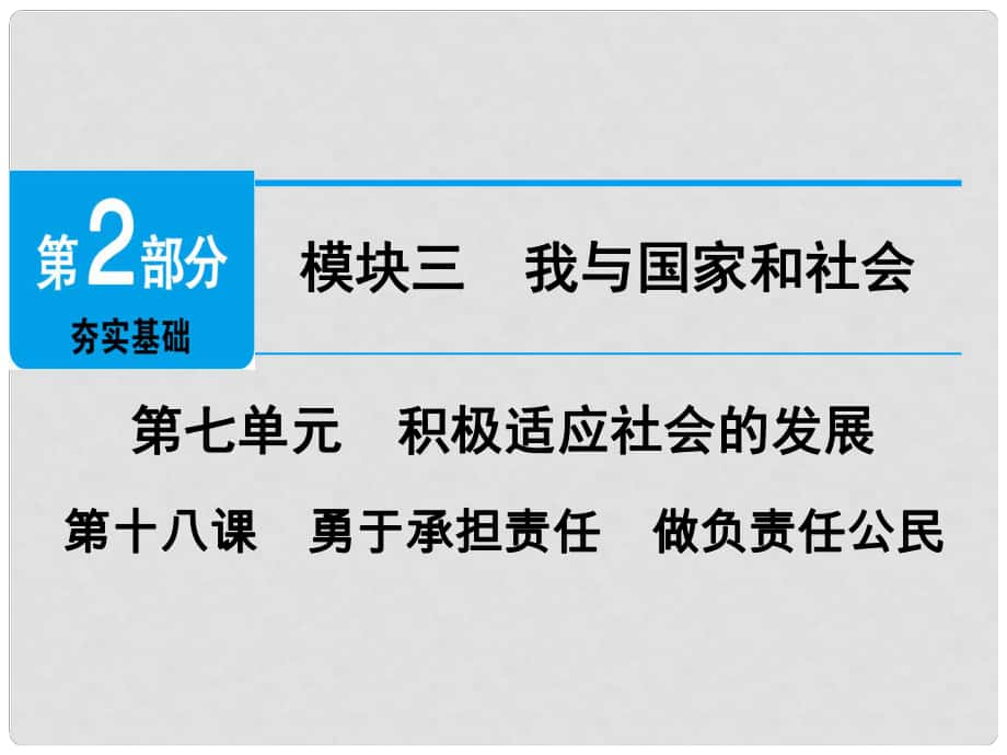 廣東省中考政治 第2部分 第18課 勇于承擔(dān)責(zé)任 做負(fù)責(zé)任公民課件_第1頁