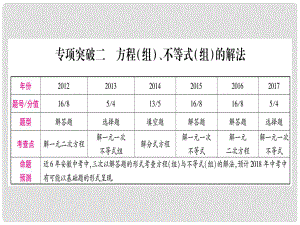 中考數(shù)學(xué)總復(fù)習(xí) 第二輪 中檔題突破 專項(xiàng)突破2 方程（組）、不等式（組）的解法課件