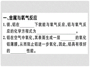 九年級化學(xué)下冊 第八單元 金屬和金屬材料 課題2 第1課時 金屬和氧氣、酸的反應(yīng)習(xí)題課件 新人教版