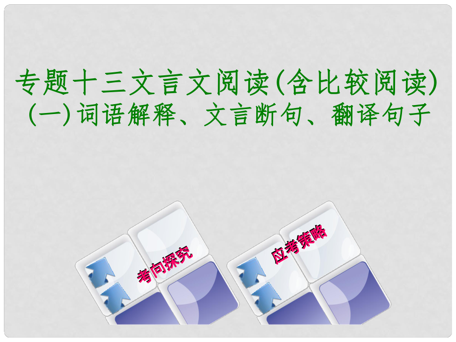 中考語文 專題復(fù)習(xí)十三 文言文閱讀(含比較閱讀)詞語解釋、文言斷句、翻譯句子課件 新人教版_第1頁