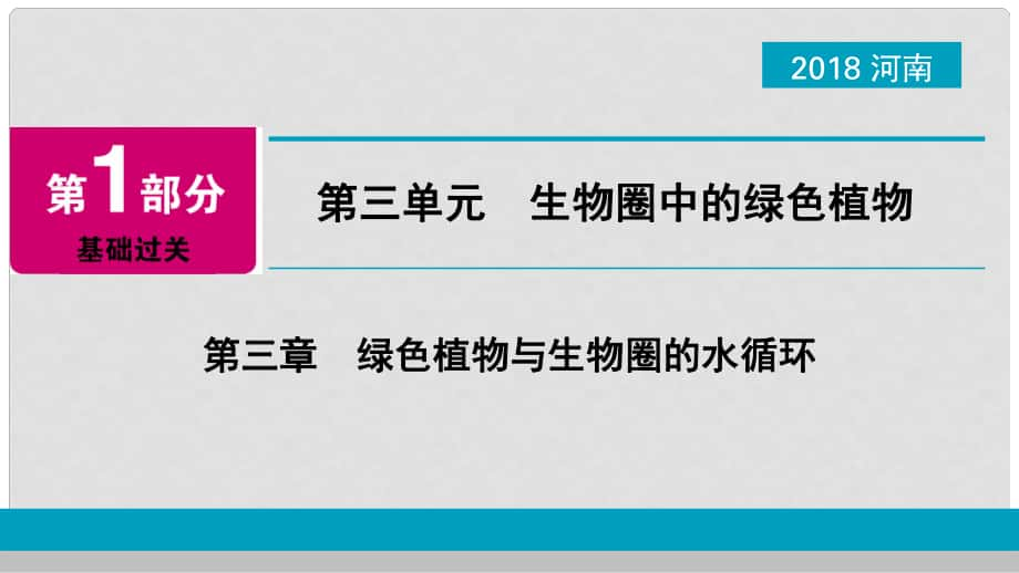 河南省中考生物總復習 第1部分 第3單元 第3章 綠色植物與生物圈的水循環(huán)課件_第1頁