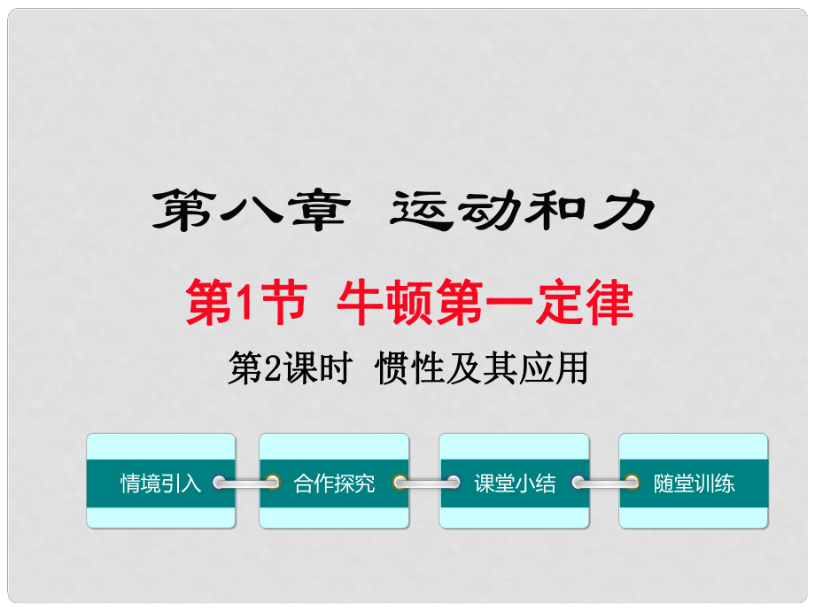 八年級物理下冊 第八章 第1節(jié) 牛頓第一定律（第2課時 慣性及其應(yīng)用）課件 （新版）新人教版_第1頁