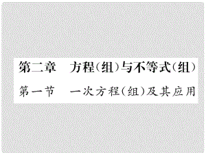 中考數(shù)學(xué)復(fù)習(xí) 第1編 教材知識(shí)梳理篇 第2章 方程（組）與不等式（組）第1節(jié) 一次方程（組）及其應(yīng)用（精練）課件