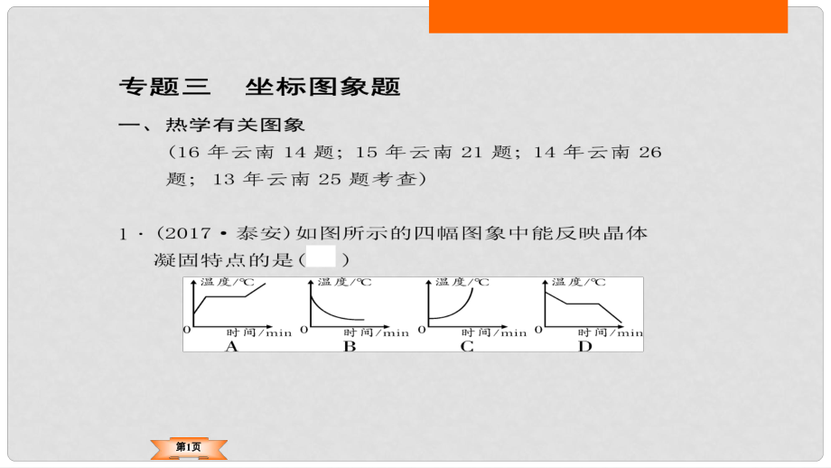 中考物理总复习 专题突破3 坐标图象题课件_第1页