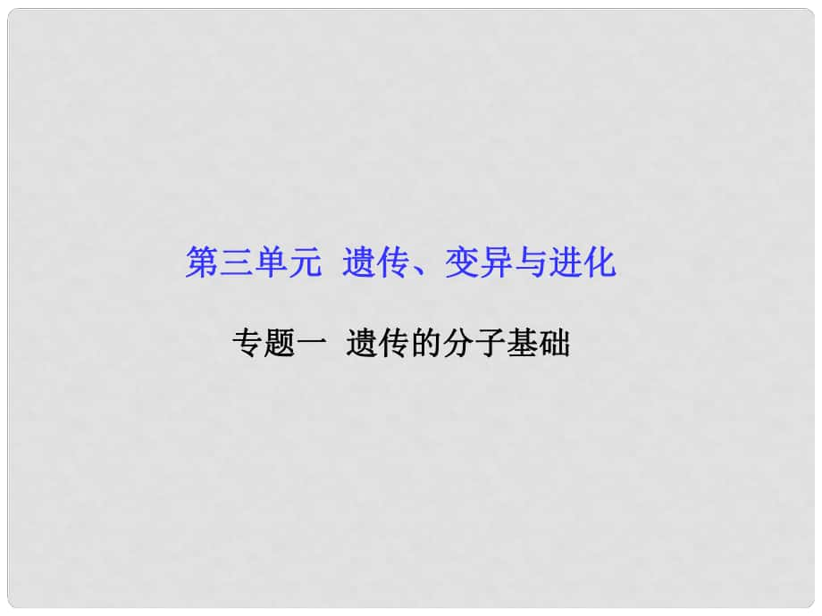 高考生物二輪復(fù)習(xí) 第三單元 遺傳、變異與進(jìn)化 專題一 遺傳的分子基礎(chǔ)課件_第1頁