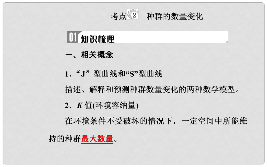 高中生物學(xué)業(yè)水平復(fù)習(xí) 專題十五 種群與群落 考點2 種群的數(shù)量變化課件_第1頁