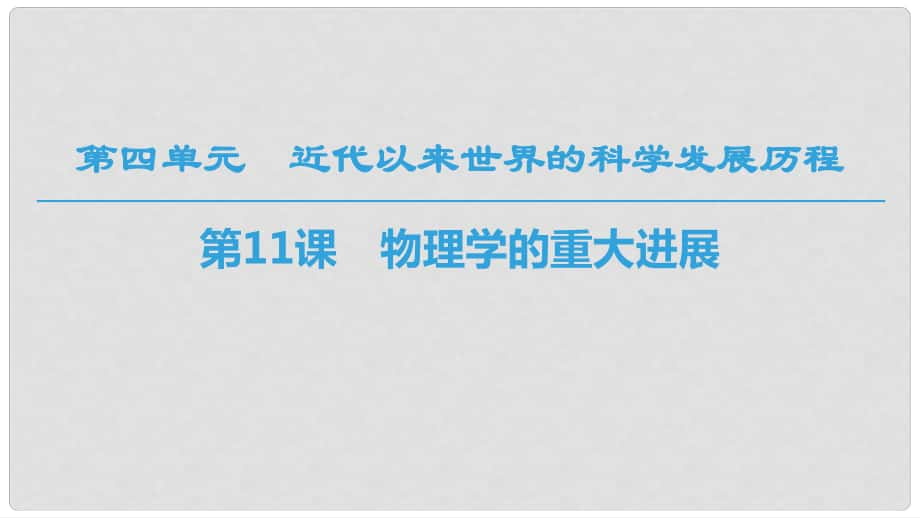 高中歷史 第四單元 近代以來(lái)世界的科學(xué)發(fā)展歷程 第11課 物理學(xué)的重大進(jìn)展課件 新人教版必修31_第1頁(yè)