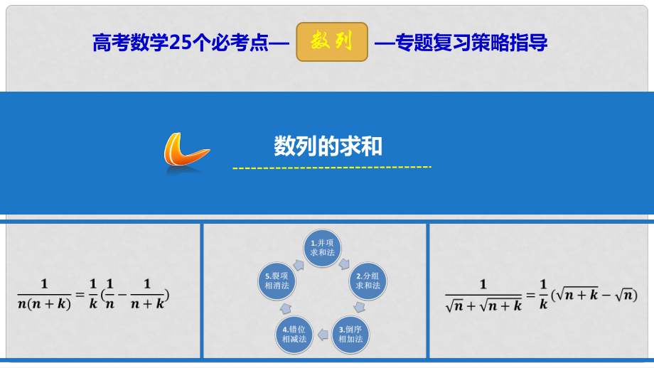 高考數(shù)學 25個必考點 專題13 數(shù)列的求和課件_第1頁