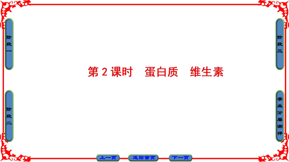 高中化学 专题2 营养均衡与人体健康 第二单元 提供能量与营养的食物（第2课时）蛋白质 维生素课件1 苏教版选修1_第1页