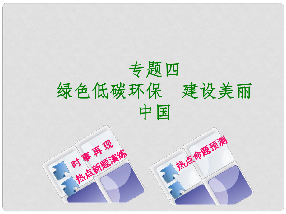 中考政治 專題四 綠色低碳環(huán)保 建設(shè)美麗中國(guó)復(fù)習(xí)課件_第1頁(yè)