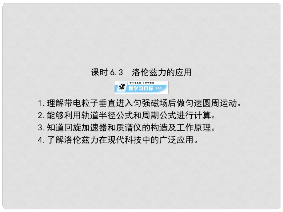 高中物理 第6章 磁場對電流和運動電荷的作用 第3節(jié) 洛倫茲力的應(yīng)用課件 魯科版選修31_第1頁