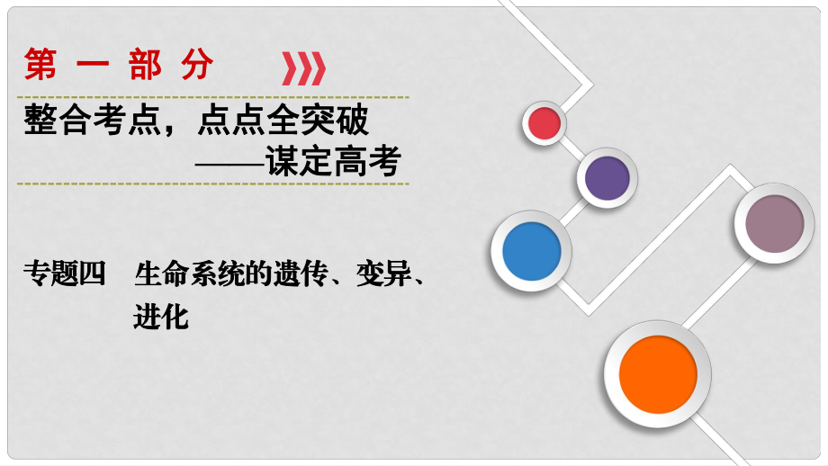 高考生物大二輪復習 第01部分 專題04 生命系統(tǒng)的遺傳、變異、進化 整合考點08“有規(guī)可循”的遺傳規(guī)律與伴性遺傳課件_第1頁