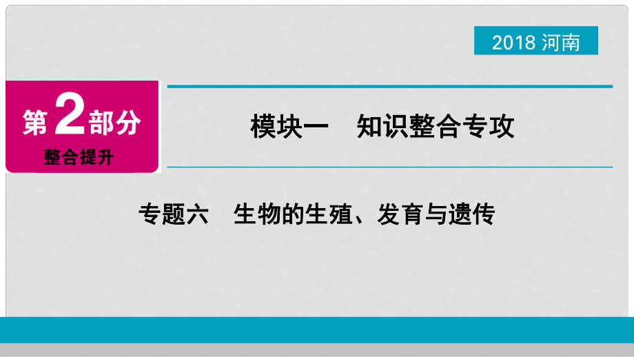 河南省中考生物總復(fù)習(xí) 第2部分 模塊1 專題6 生物的生殖、發(fā)育與遺傳課件_第1頁