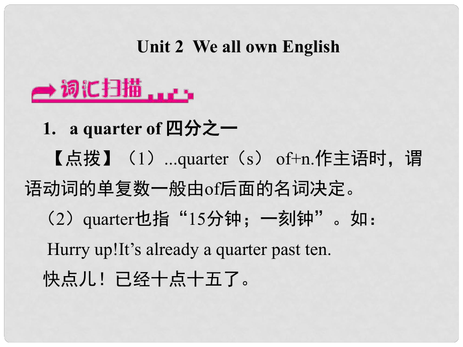 浙江省嘉興市秀洲區(qū)九年級英語下冊 Module 7 Unit 2 We all own English課件 （新版）外研版_第1頁