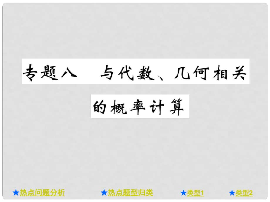 中考數(shù)學總復習 第二部分 重點專題提升 專題八 與代數(shù)、幾何相關的概率計算課件_第1頁