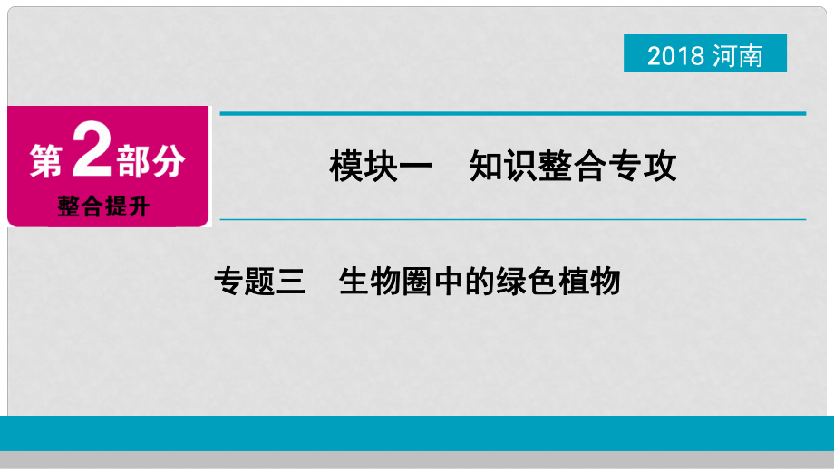 河南省中考生物總復(fù)習(xí) 第2部分 模塊1 專題3 生物圈中的綠色植物課件_第1頁