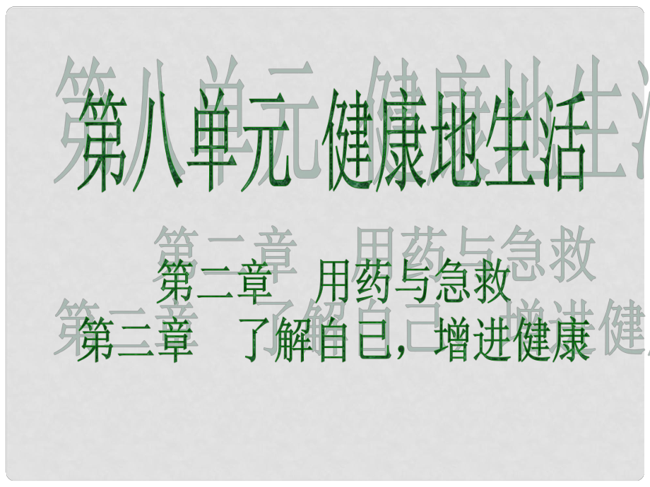 廣東省中考生物 第八單元 健康地生活 第二章 第三章 用藥與急救 了解自己增進(jìn)健康課件_第1頁