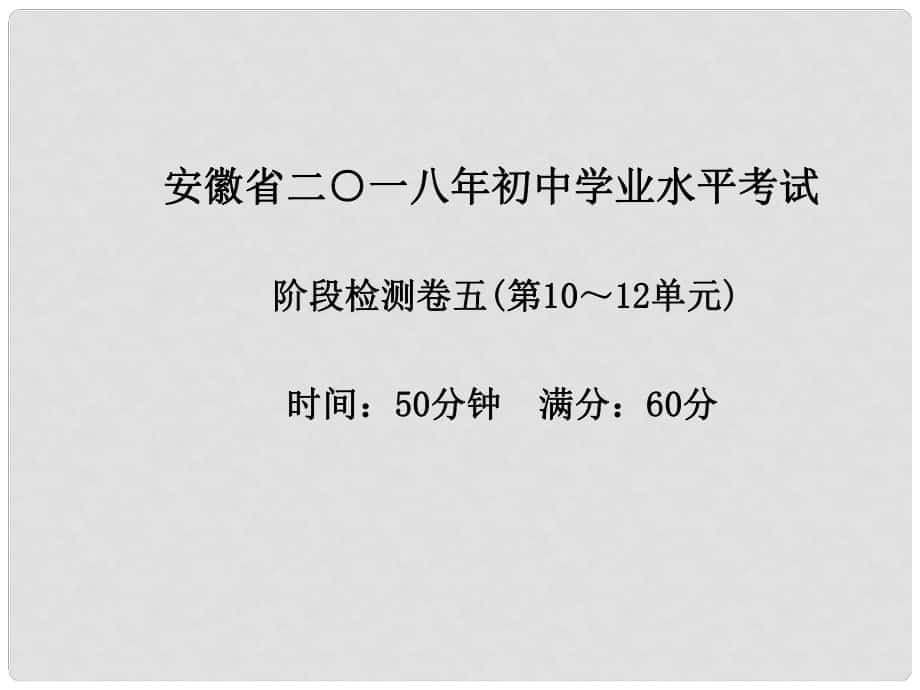 安徽省中考化學(xué)復(fù)習(xí) 階段檢測卷（五）課件_第1頁