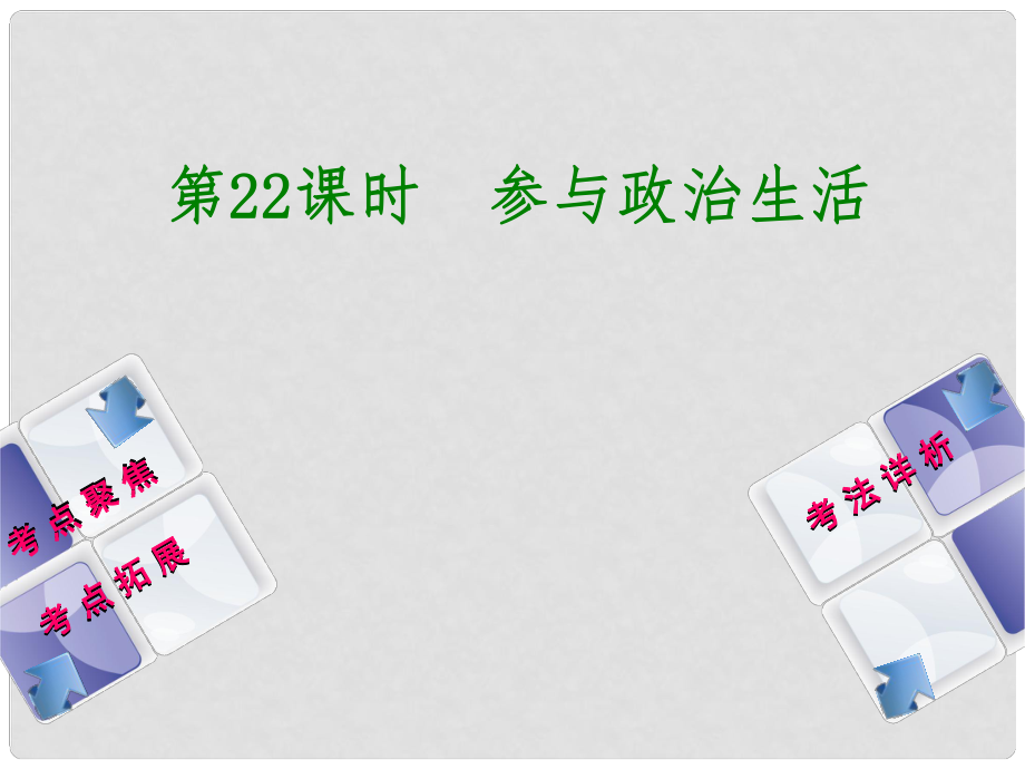 中考政治 教材基礎復習 第四單元 九年級全一冊 第22課時 參與政治生活課件_第1頁