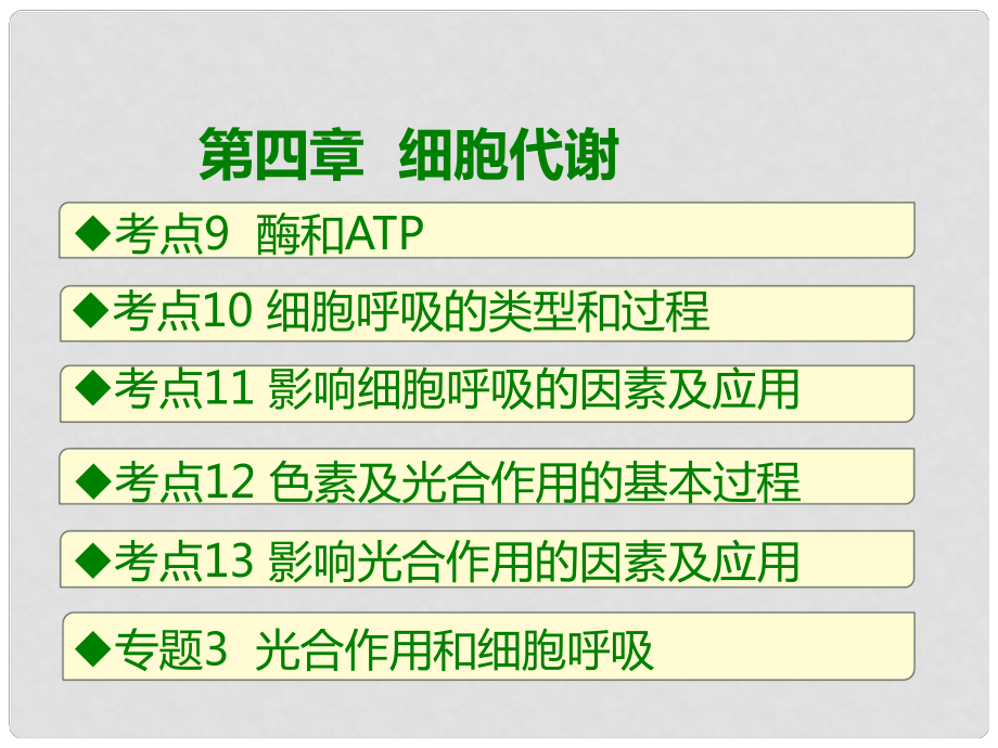 高考生物總復(fù)習(xí) 第四章 細(xì)胞代謝課件_第1頁