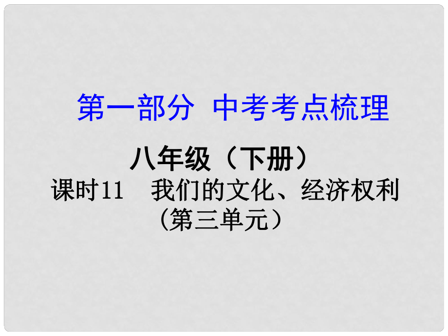 湖南省中考政治總復習 課時11 我們的文化、經(jīng)濟權利課件_第1頁