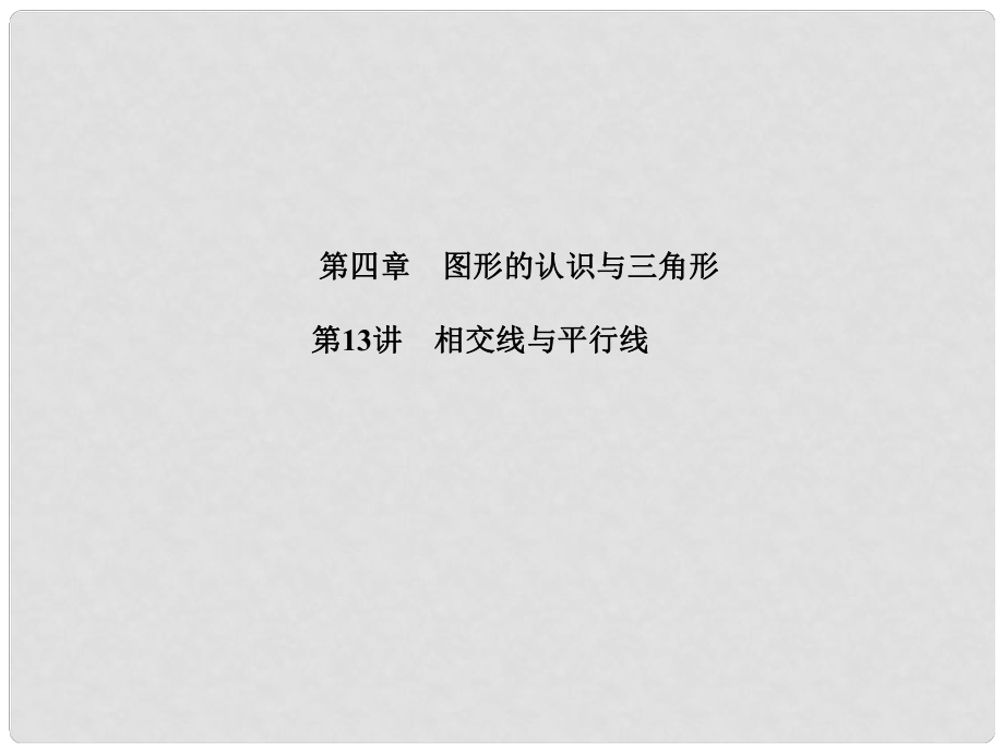 山東省濱州市中考數學復習 第四章 圖形的認識與三角形 第13講 相交線與平行線課件_第1頁