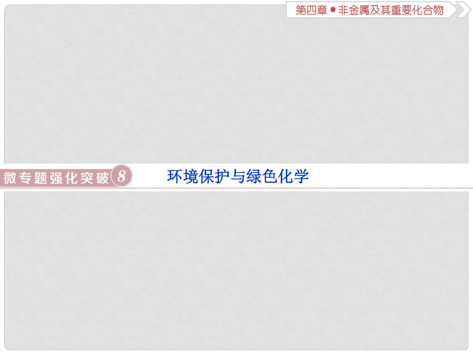 高考化學(xué)總復(fù)習(xí) 第4章 非金屬及其重要化合物 微專題強(qiáng)化突破8 環(huán)境保護(hù)與綠色化學(xué)課件 新人教版_第1頁