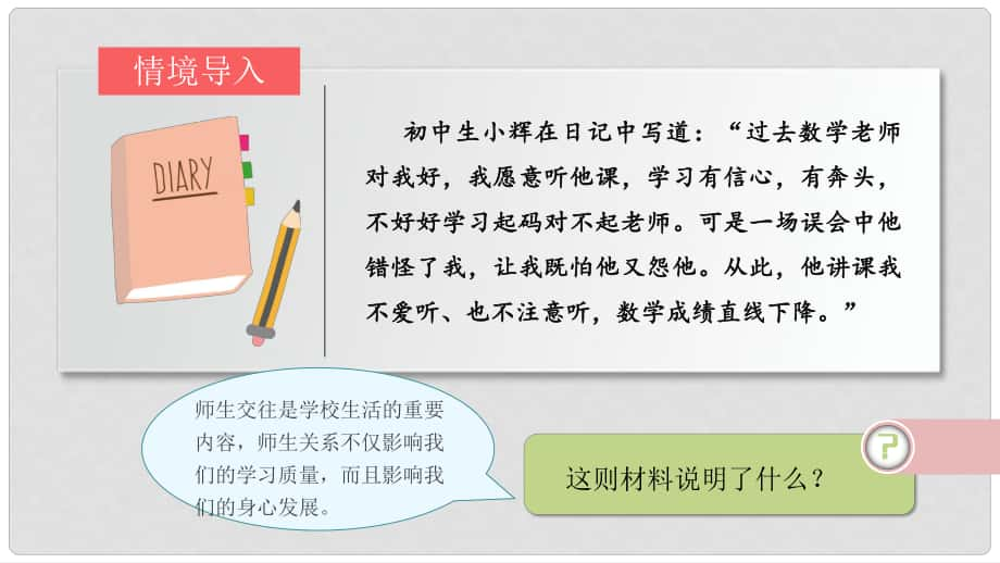 七年級道德與法治上冊 第三單元 師長情誼 第六課 師生之間 第2框師生交往課件 新人教版_第1頁