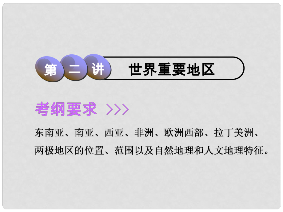 高考地理一轮复习 第3部分 区域地理 第九章 世界地理 第二讲 世界重要地区课件 中图版_第1页