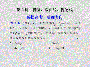 高考數(shù)學(xué)二輪復(fù)習(xí) 專題五 解析幾何第2講 橢圓 雙曲線 拋物線配套課件