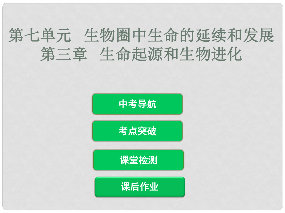 中考生物 第七單元 第三章 生命起源和生物進化復習課件_第1頁