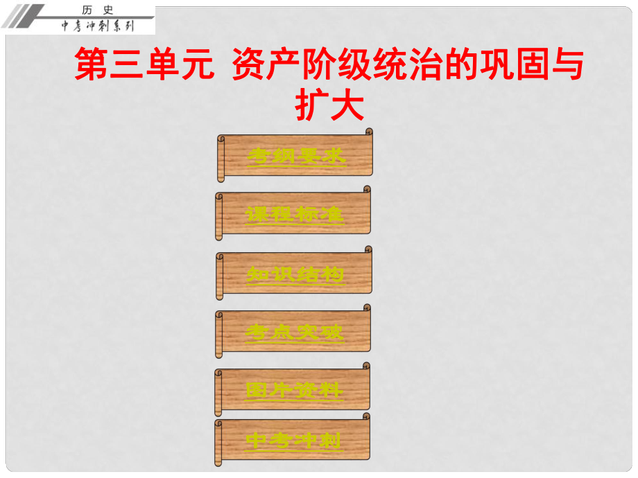 廣東省中考?xì)v史總復(fù)習(xí)沖刺 第五部分 世界近代史 第三單元 資產(chǎn)階級(jí)統(tǒng)治的鞏固與擴(kuò)大課件_第1頁(yè)