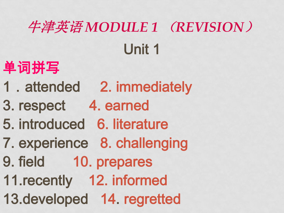 高中英語 Module 1復習課件 牛津版必修1_第1頁