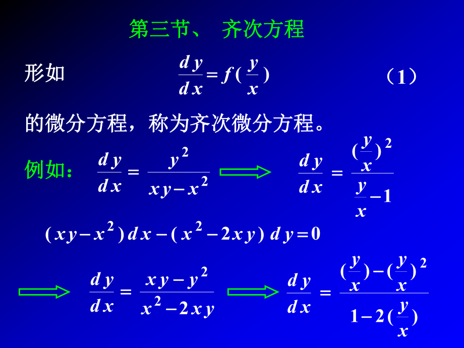 高等數(shù)學(xué)：第7章 第三節(jié) 、齊次方程_第1頁