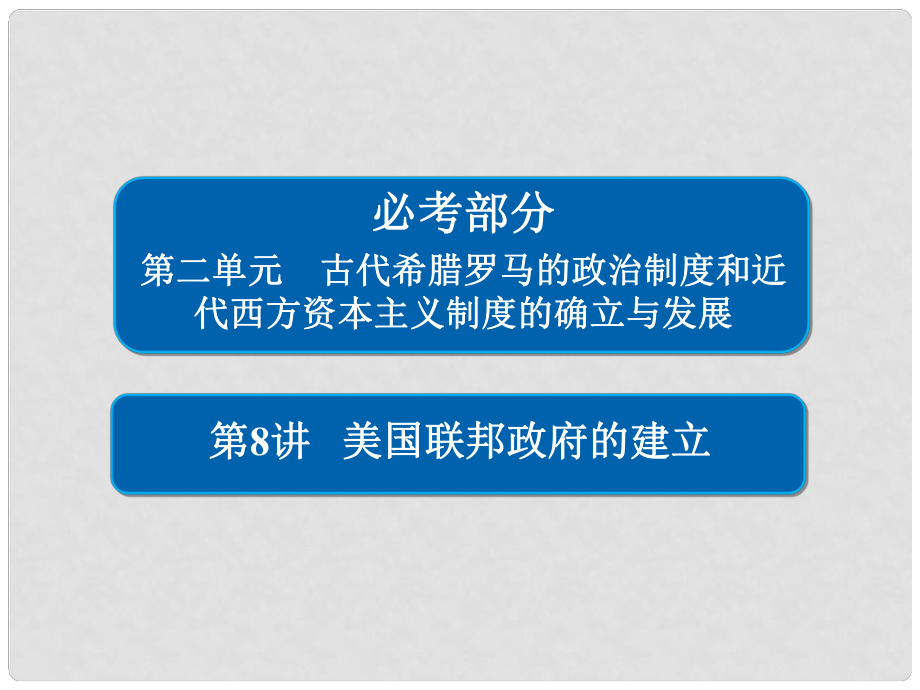 高考?xì)v史一輪復(fù)習(xí) 第二單元 古代希臘羅馬的政治制度和近代西方資本主義制度的確立與發(fā)展 8 美國聯(lián)邦政府的建立課件 新人教版_第1頁