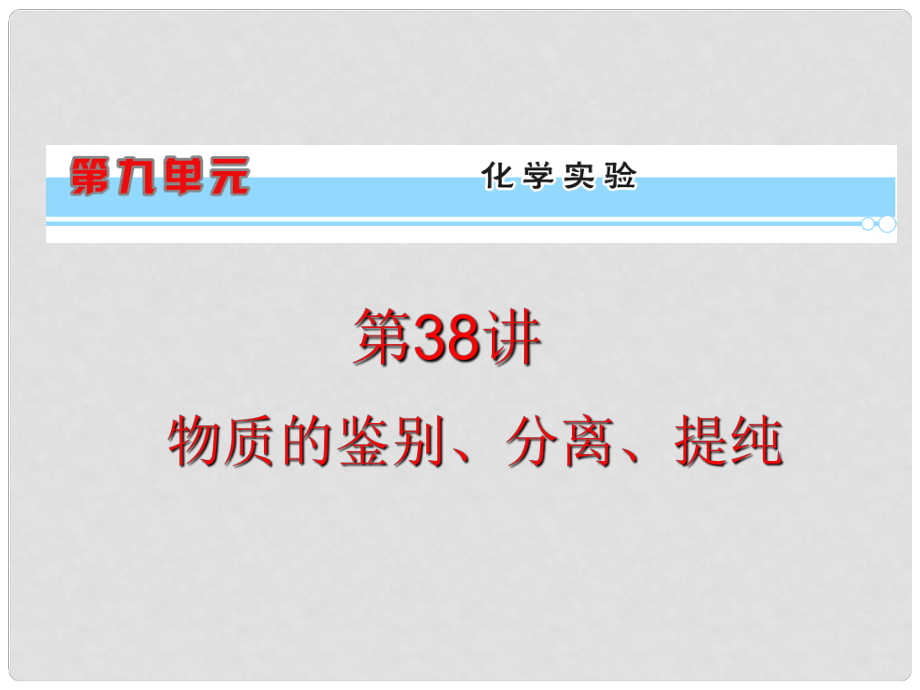 浙江省高考化學(xué)一輪復(fù)習(xí)導(dǎo)航 第9單元第38講 物質(zhì)的鑒別、分離、提純課件 新課標(biāo)_第1頁