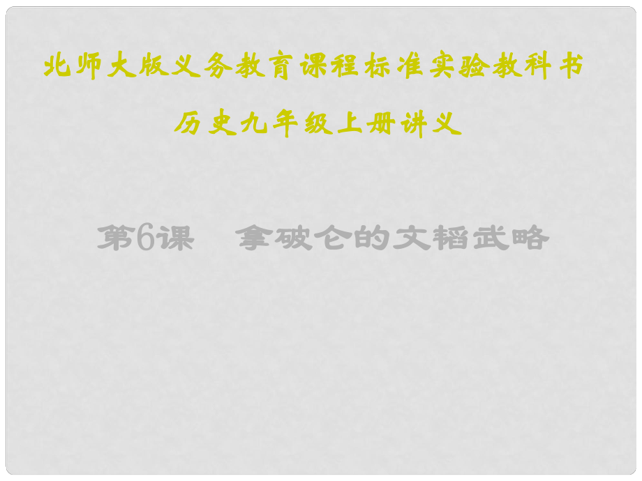 江蘇省連云港東?？h平明鎮(zhèn)中學(xué)九年級(jí)歷史上冊(cè) 第6課 拿破侖的文韜武略講義課件 北師大版_第1頁(yè)