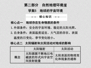 高三地理高考二輪復(fù)習(xí)專題學(xué)案系列課件： 專題二 自然地理環(huán)境新人教版學(xué)案5地球的宇宙環(huán)境