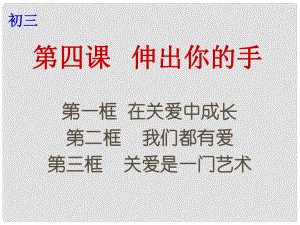 云南省個舊市九年級政治全冊 第二單元 共同生活 第四課 伸出你的手 第13框 在關(guān)愛中成長 我們都有愛 關(guān)愛是一門藝術(shù)課件 人民版