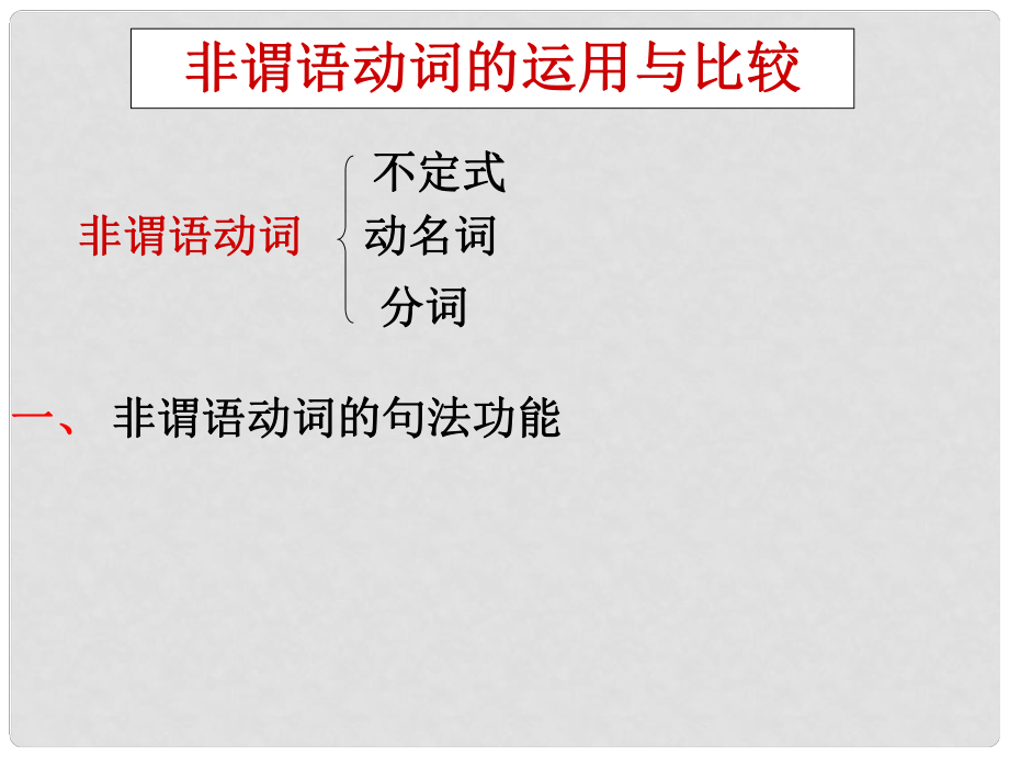 重慶市北大附中重慶實驗學校高三英語《語法 非謂語動詞的比較和運用》課件_第1頁