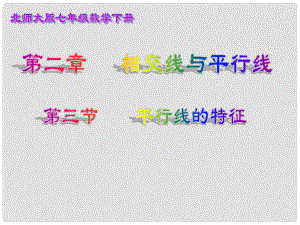甘肃省兰州市榆中七中七年级数学下册《2.3平行线的特征》课件 北师大版