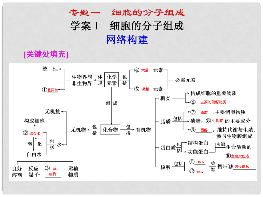 高考二輪專題復(fù)習(xí) 第一部分專題一 1細(xì)胞的分子組成課件_第1頁