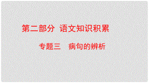 云南省中考語文復習方案 第二部分 語文知識積累 專題三 病句的辨析課件